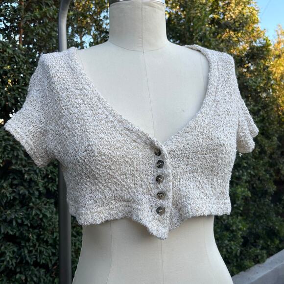 Other Tops - Vintage S-Wear Beige Cream Knit Button Crop Too 2000s Y2K USA Made